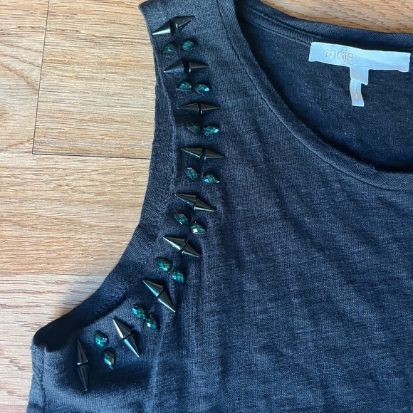Maje Black Sleeveless Embellished 100% Linen Tank Top Size 1 (US Small) - Picture 10 of 10